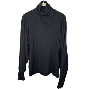 SMF Black Balloon Sleeve Rhinestone Turtleneck Sweater Women's XL